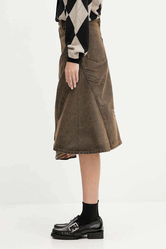 Pamučna traper suknja Andersson Bell Custom Flare Layered apa847w smeđa AW25