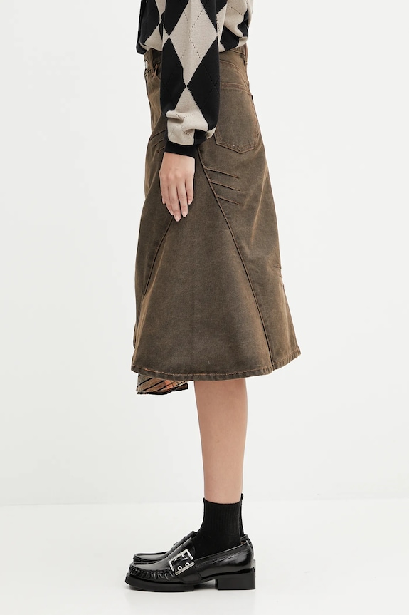Pamučna traper suknja Andersson Bell Custom Flare Layered apa847w smeđa AW25
