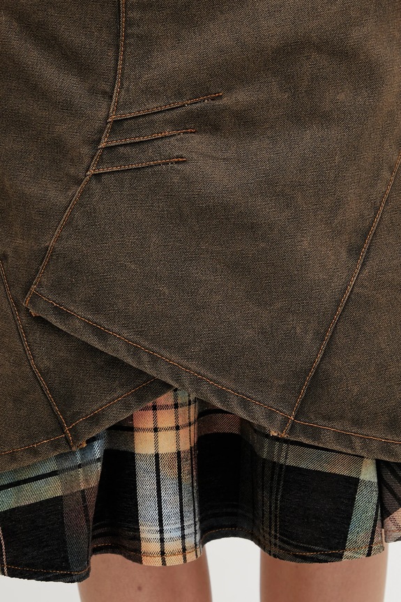 Pamučna traper suknja Andersson Bell Custom Flare Layered apa847w