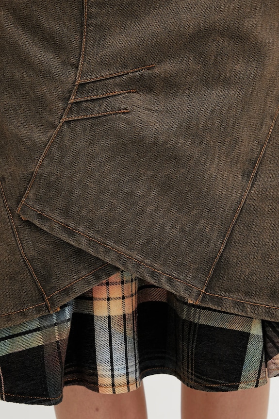 Pamučna traper suknja Andersson Bell Custom Flare Layered apa847w