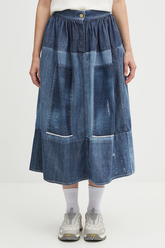 Rifľová sukňa Visvim ss elevation skirt p.w. látka modrá 325105005003