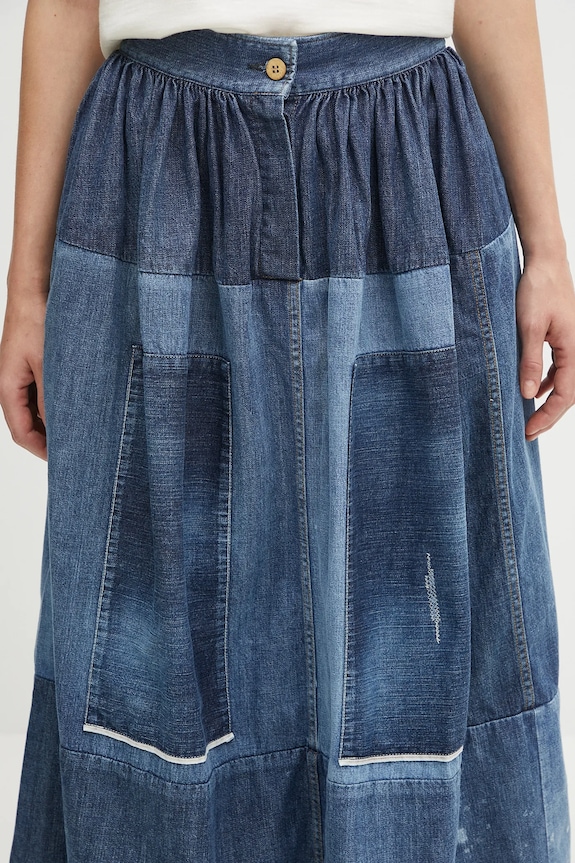Rifľová sukňa Visvim ss elevation skirt p.w. modrá 325105005003