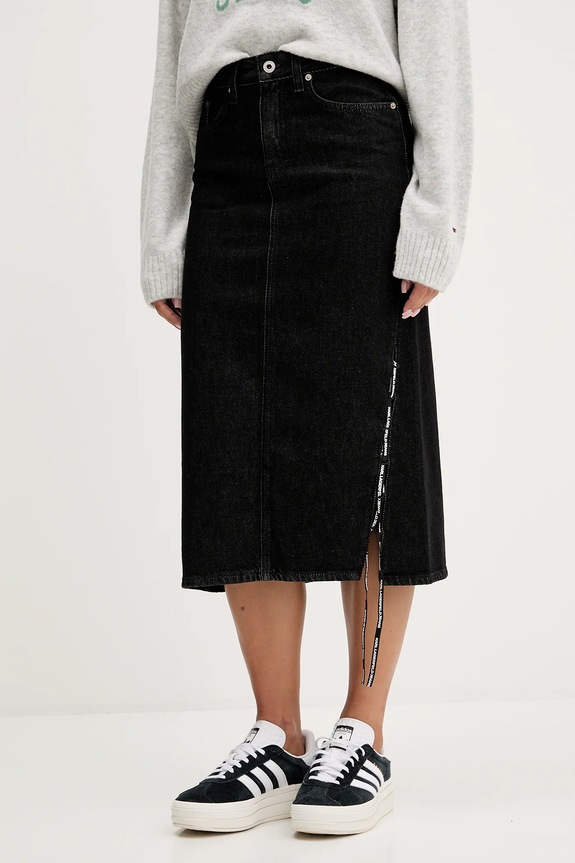 Karl Lagerfeld Jeans spódnica jeansowa bawełna czarny A4W12002