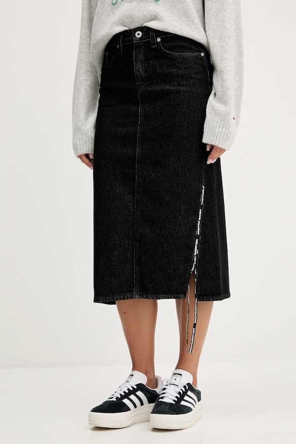 Karl Lagerfeld Jeans spódnica jeansowa bawełna czarny A4W12002