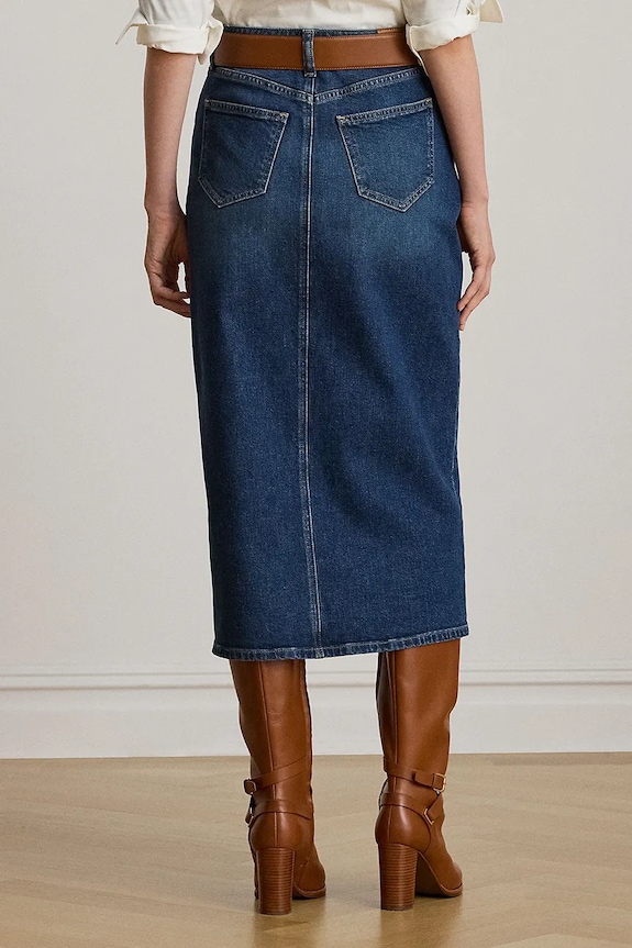 Τζιν φούστα Lauren Ralph Lauren 200979973 σκούρο μπλε AW25