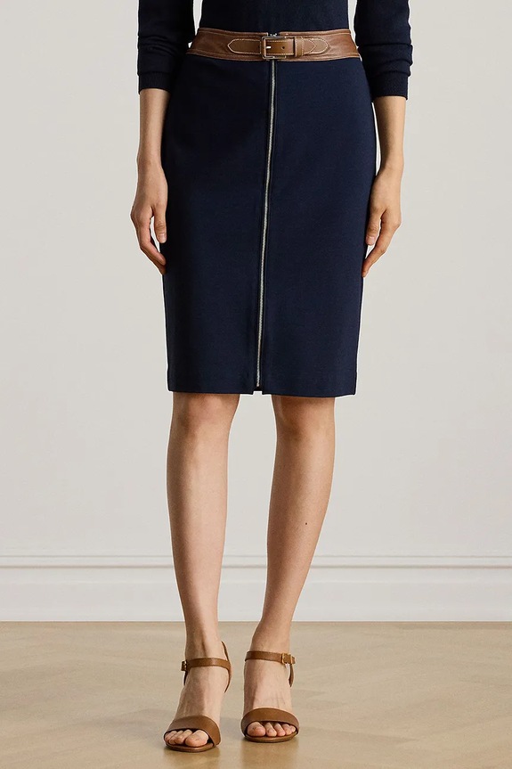 Sukňa Lauren Ralph Lauren s elastanom tmavomodrá 200980024
