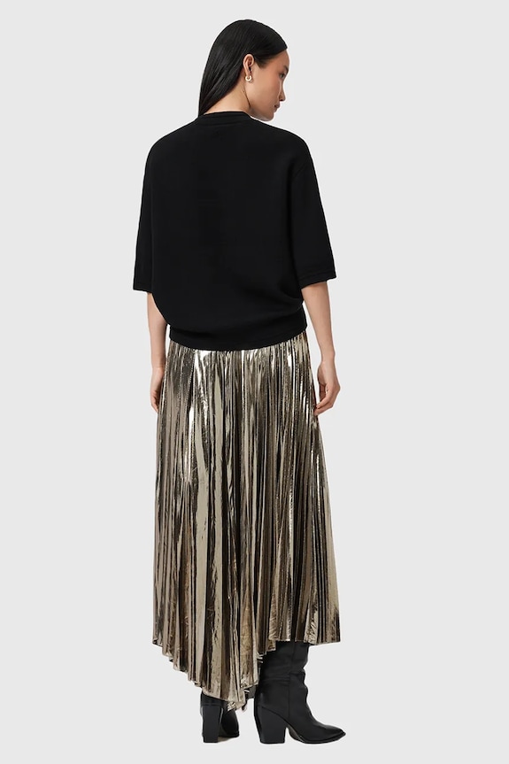 Suknja AllSaints JAX W064RD zlatna