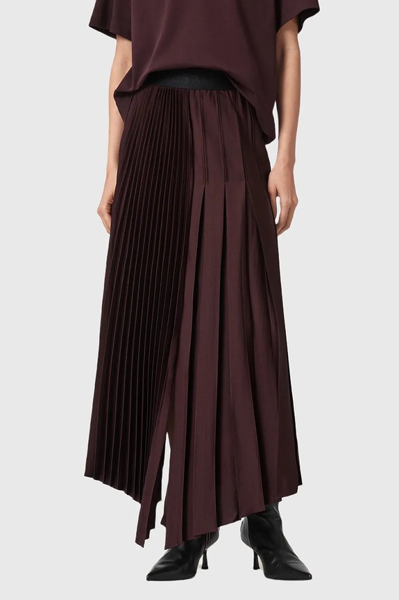 Sukňa AllSaints JAX W065RD burgundské AW25