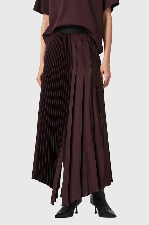 Sukňa AllSaints JAX W065RD burgundské AW25