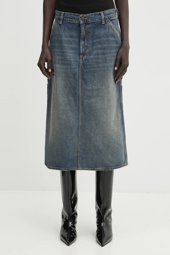 Bavlněná sukně Carhartt WIP W' Single Knee Skirt bavlna modrá I034224.014Q