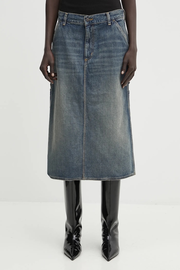 Bavlněná sukně Carhartt WIP W' Single Knee Skirt bavlna modrá I034224.014Q
