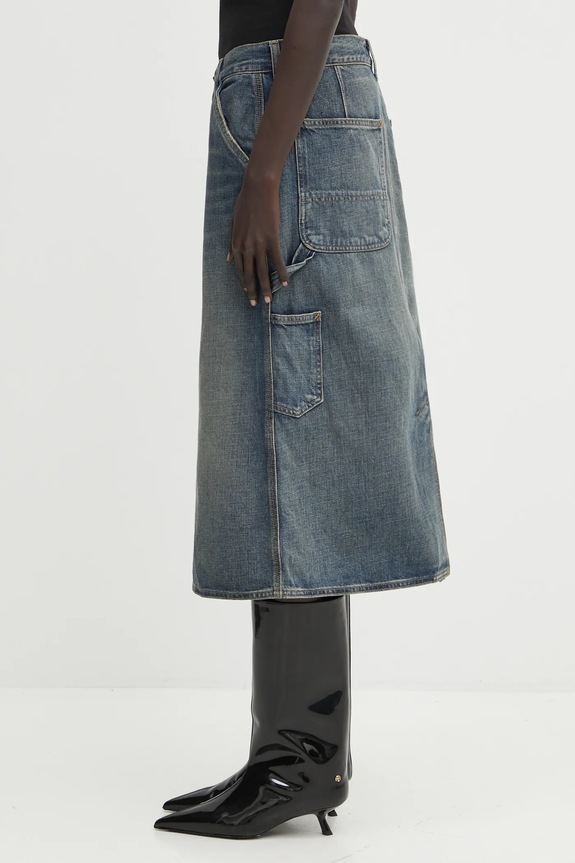 Bavlněná sukně Carhartt WIP W' Single Knee Skirt I034224.014Q modrá AW25
