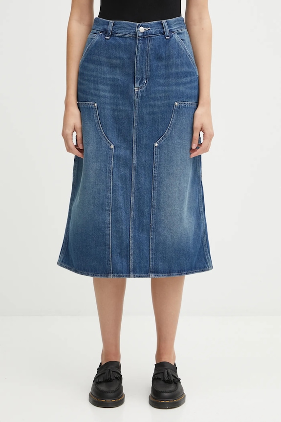Traper suknja Carhartt WIP W' Double Knee Skirt pamuk plava I035880.014L
