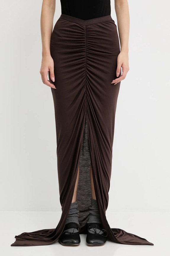 Sukňa Rick Owens Lilies Poppy viskóza hnedá LI02E3317.RV