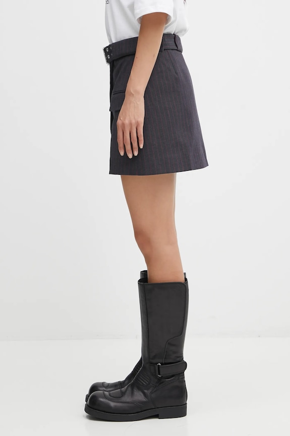 GANNI spódnica Stretch Stripe Tailoring W0711 szary AW25
