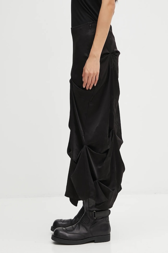 GANNI spódnica Fluid Satin Jacquard Tuck Detail Long W0997 czarny AW25