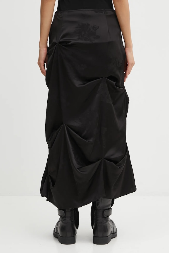 Odzież GANNI spódnica Fluid Satin Jacquard Tuck Detail Long W0997 czarny