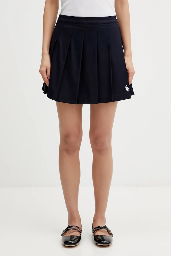 Suknja s dodatkom vune Sporty & Rich SRC Wool School širi se prema dolje mornarsko plava SK02266302BL106
