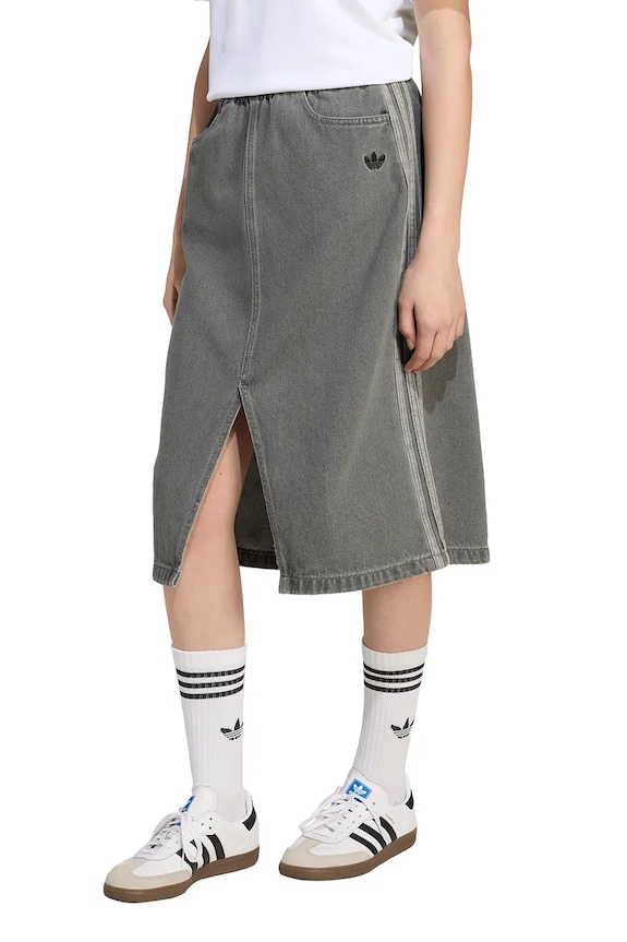 Dječja traper suknja adidas Originals natpis siva JY3561