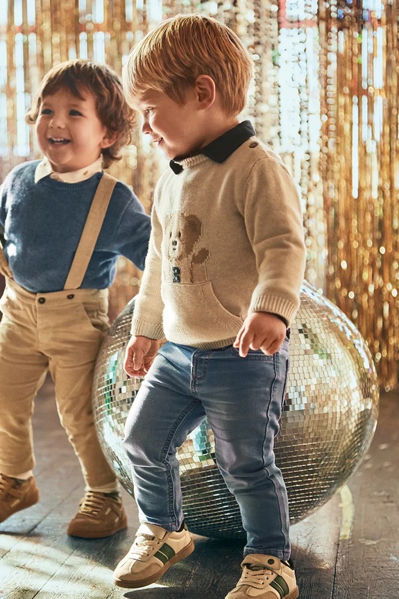 Mayoral jeansy niemowlęce soft denim z regulacją niebieski 2502.3A.Baby.9BYA