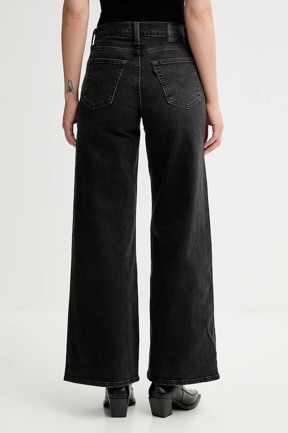Ρούχα Τζιν παντελόνι Levi's 728 HR WIDE LEG 0039B μαύρο