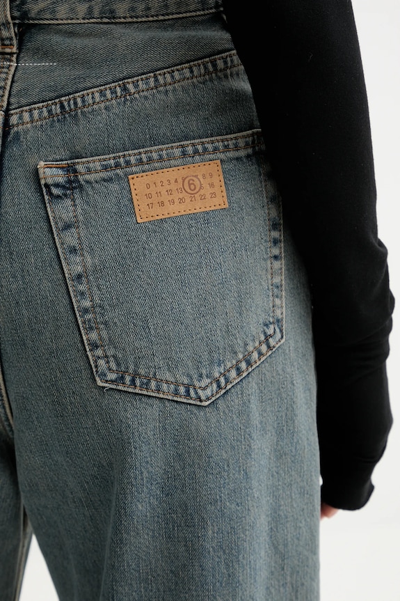 MM6 Maison Margiela blugi wide leg femei S52LA0257.S30844.963 albastru