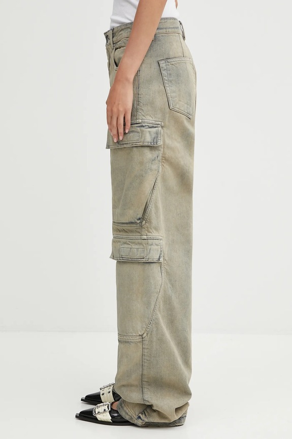 Rick Owens DRKSHDW jeansy bawełniane Double Cargo DS02E7308.DMP beżowy AW25