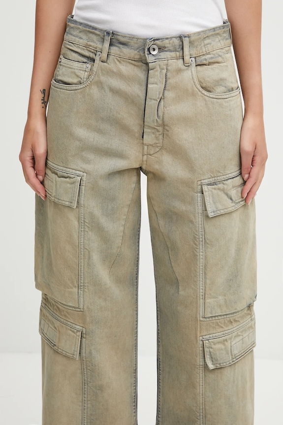 Rick Owens DRKSHDW jeansy bawełniane Double Cargo beżowy DS02E7308.DMP