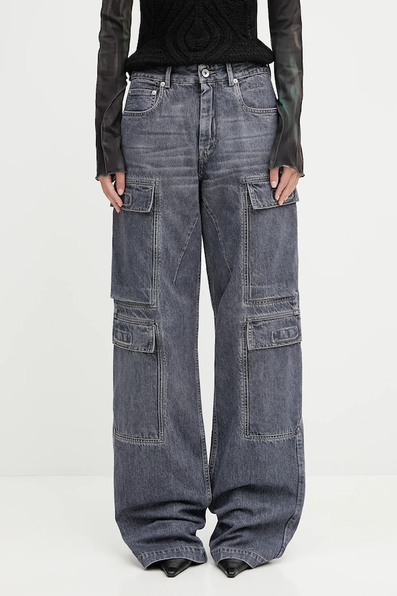 Rick Owens DRKSHDW jeansy bawełniane Double Cargo niebieski DS02E7308.DGY