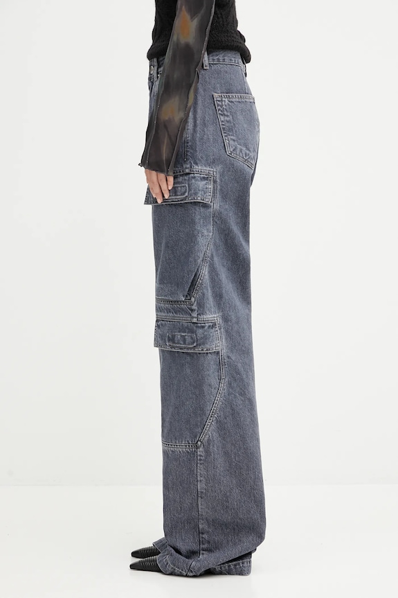 Rick Owens DRKSHDW jeansy bawełniane Double Cargo DS02E7308.DGY niebieski AW25