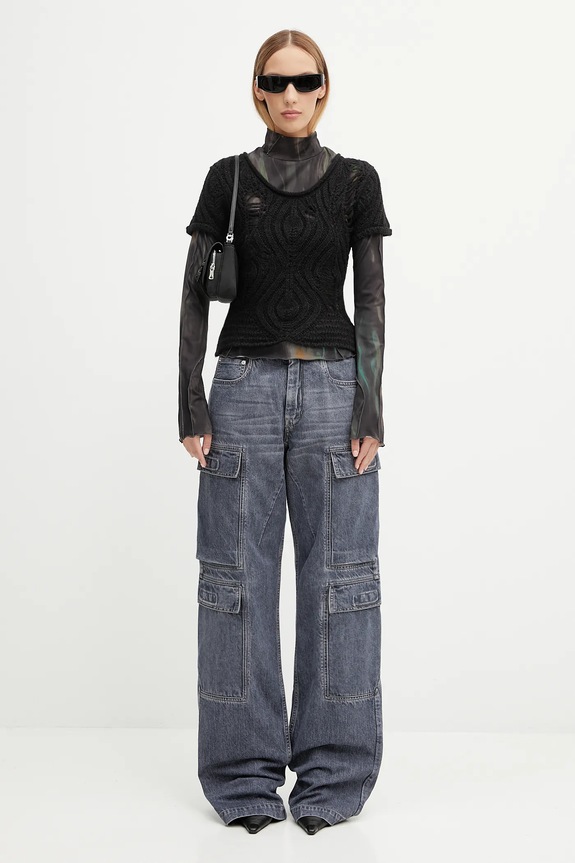 Rick Owens DRKSHDW jeansy bawełniane Double Cargo niebieski DS02E7308.DGY