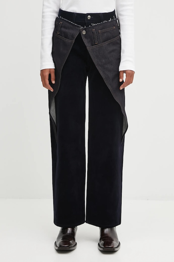 Andersson Bell pantaloni Zoe Wrap dritto blu navy apa850w