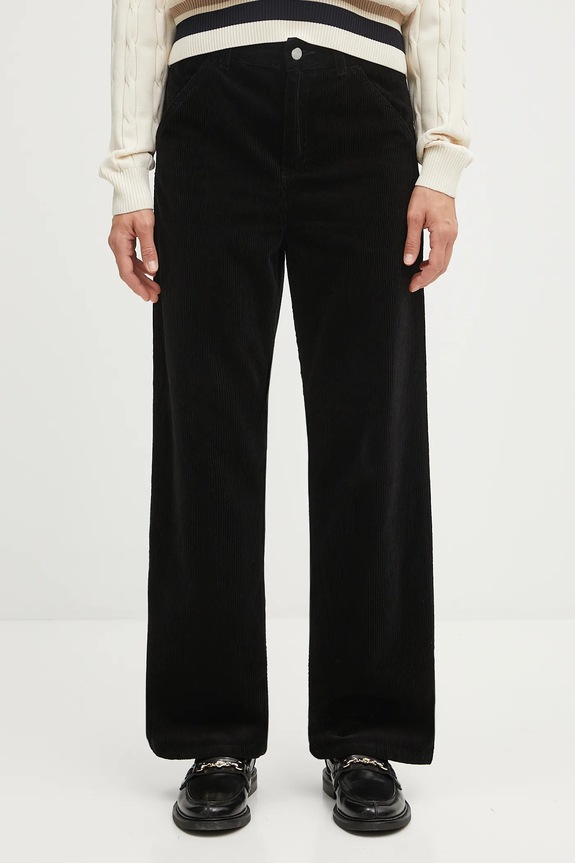 Carhartt WIP pantaloni in velluto a coste W' Simple Pant dritto nero I033889.8902