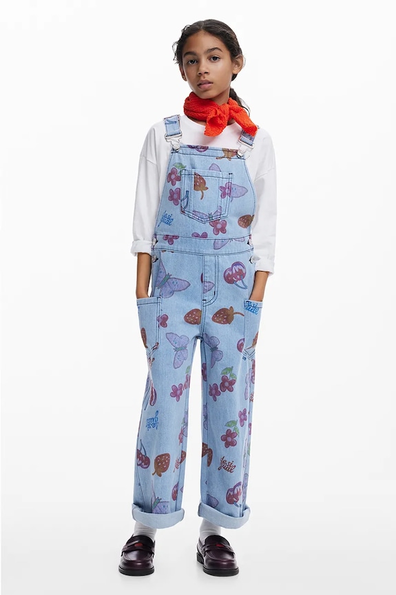 Desigual ogrodniczki jeansowe dziecięce ogrodniczki niebieski 25WGDD01