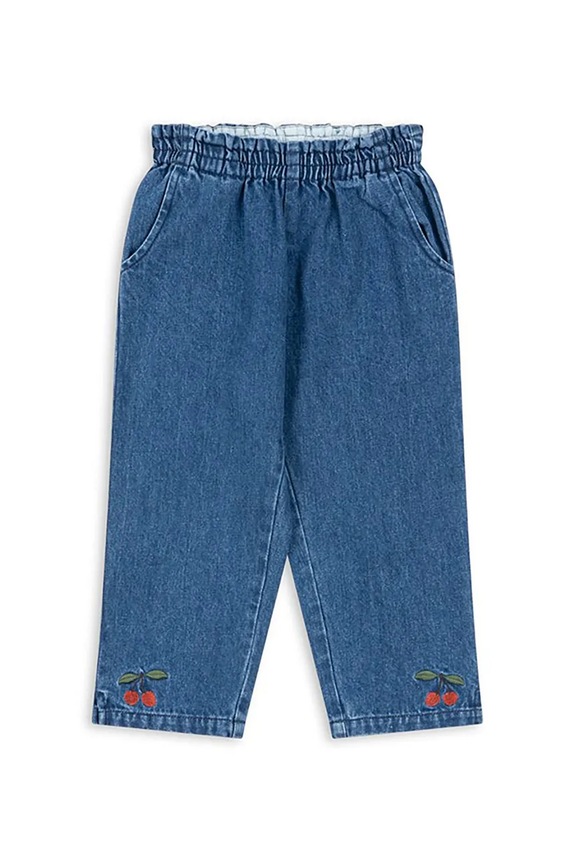 Konges Sløjd jeansy bawełniane MAGOT FRILL PANTS GOTS Planet friendly granatowy KS104476.9BYA