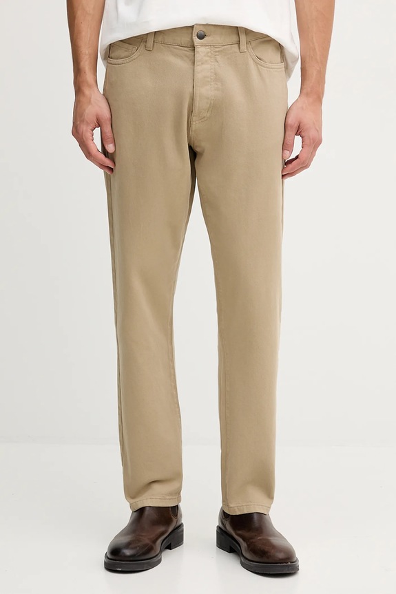 United Colors of Benetton pantaloni straight bărbați din bumbac drept verde 4U32UE01W