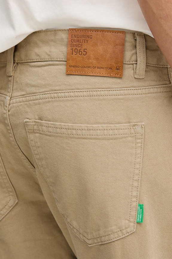 United Colors of Benetton pantaloni straight bărbați din bumbac verde 4U32UE01W