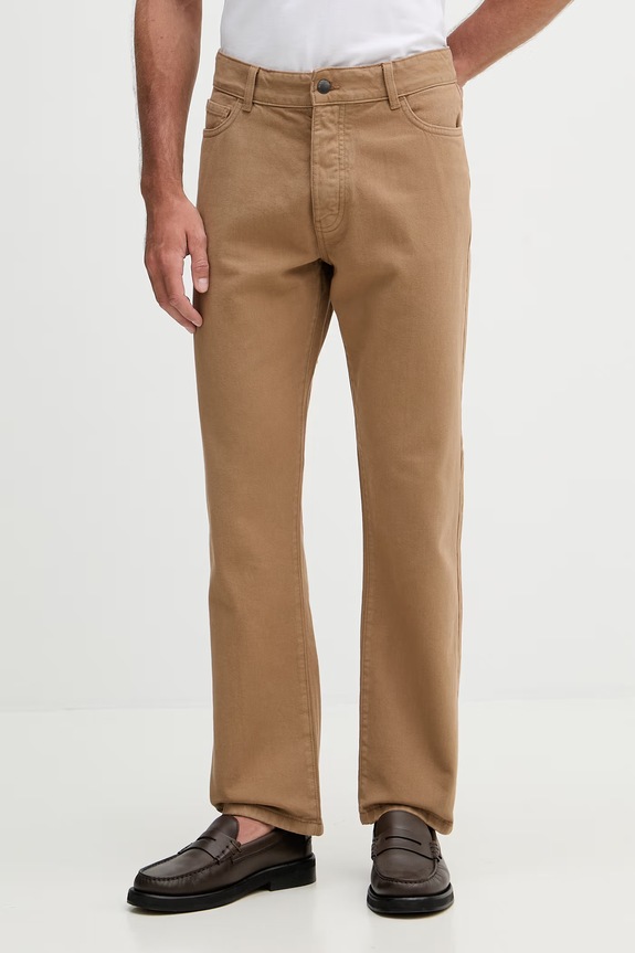 United Colors of Benetton pantaloni straight bărbătești din bumbac maro 4U32UE01W
