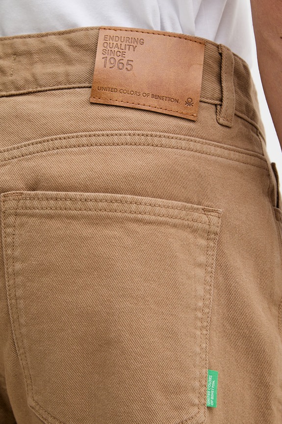 United Colors of Benetton pantaloni straight bărbătești din bumbac maro 4U32UE01W