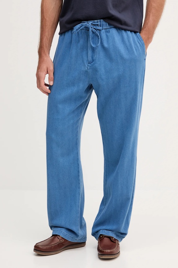 Frescobol Carioca pantaloni de bumbac drept albastru 2606.855