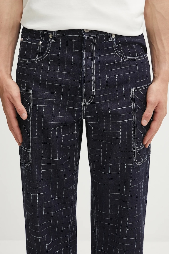 Džíny Kenzo Weave Cargo Monkey Fit námořnická modř FF65DP4086V1