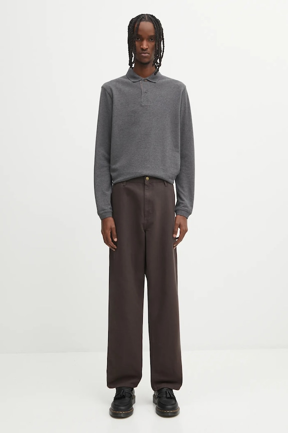 Βαμβακερό παντελόνι Carhartt WIP Single Knee Pant I031497.4702 καφέ
