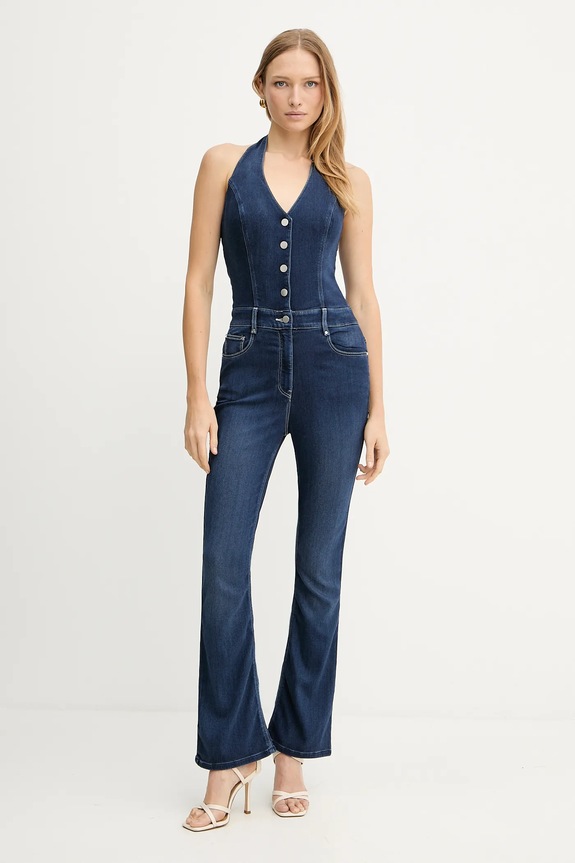 Guess kombinezon jeansowy BETSY na ramiączkach granatowy W5YD57.D0782