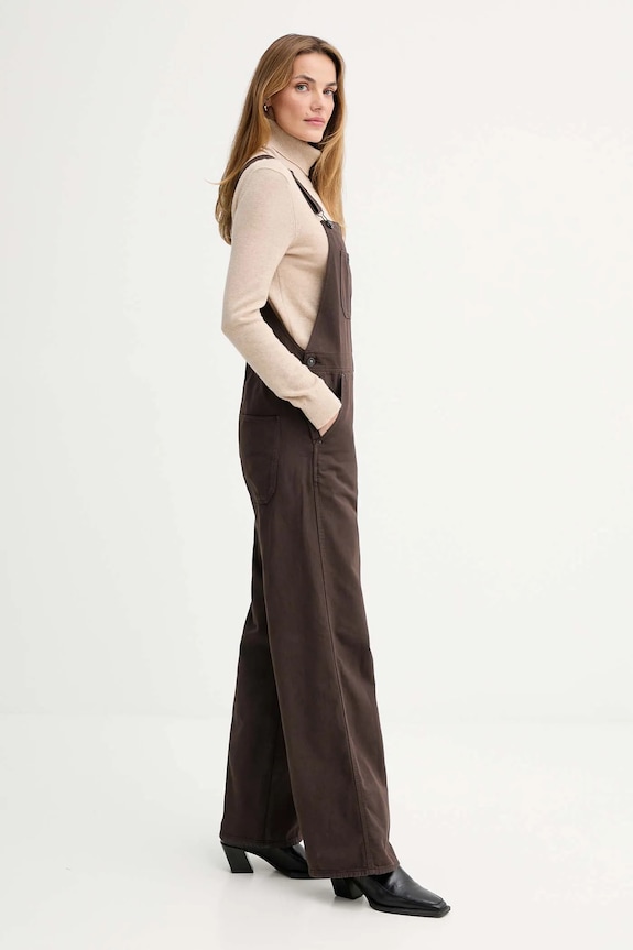 G-Star salopetă din denim Straight Dungaree D26926.E078 maro AW25