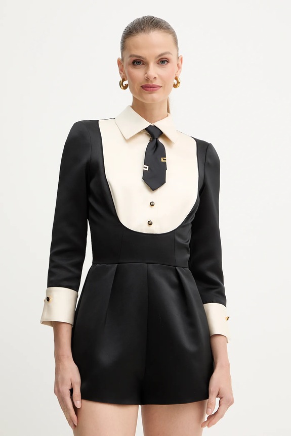 Elisabetta Franchi tuta elegante tessuto nero TU06657E2