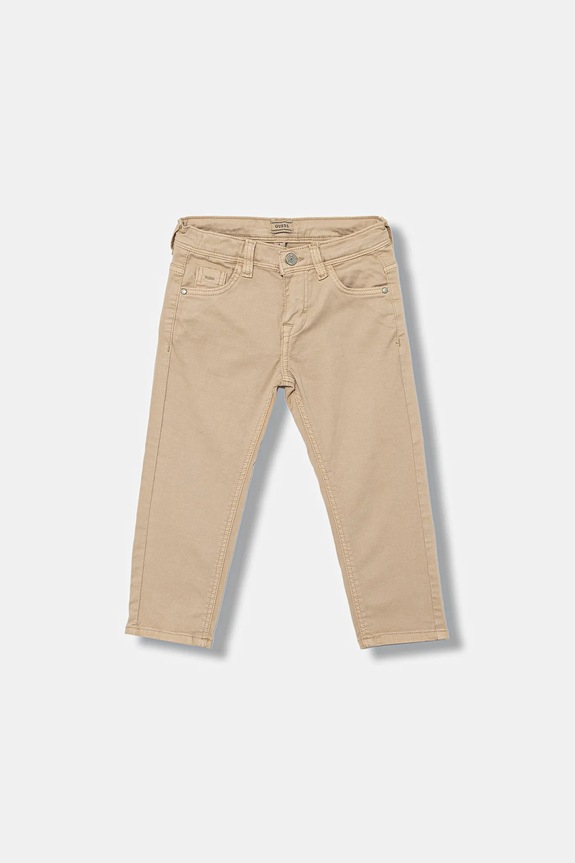 Dětské bavlněné kalhoty Guess s elastanem béžová N5YB01.W0160.9BYA