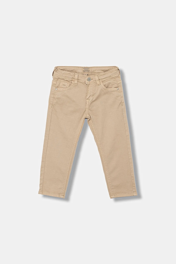 Dětské bavlněné kalhoty Guess s elastanem béžová N5YB01.W0160.9BYA