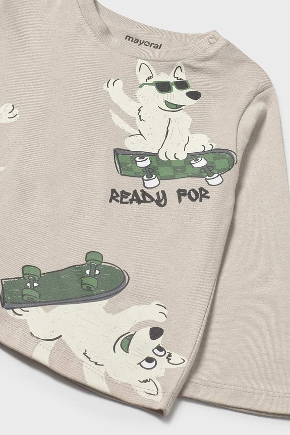 Băieți Mayoral longsleeve din bumbac pentru copii 2061.3B.Baby.9BYA bej