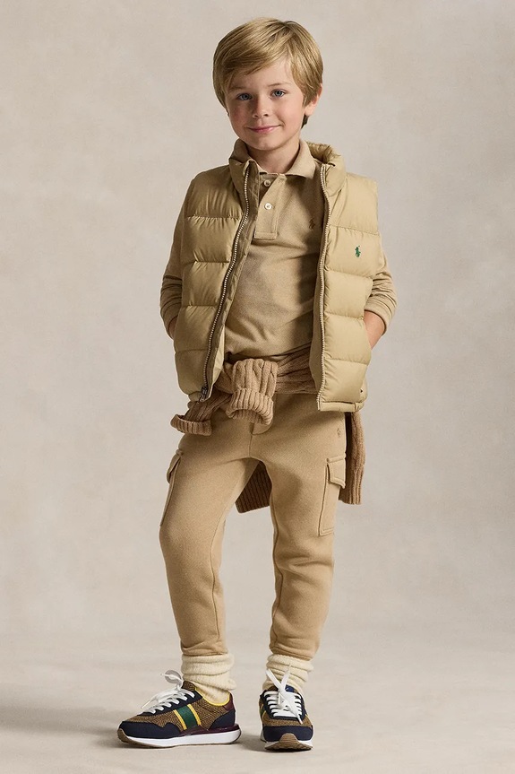 Polo Ralph Lauren pantaloni de trening pentru copii tricotaj bej 322892354017