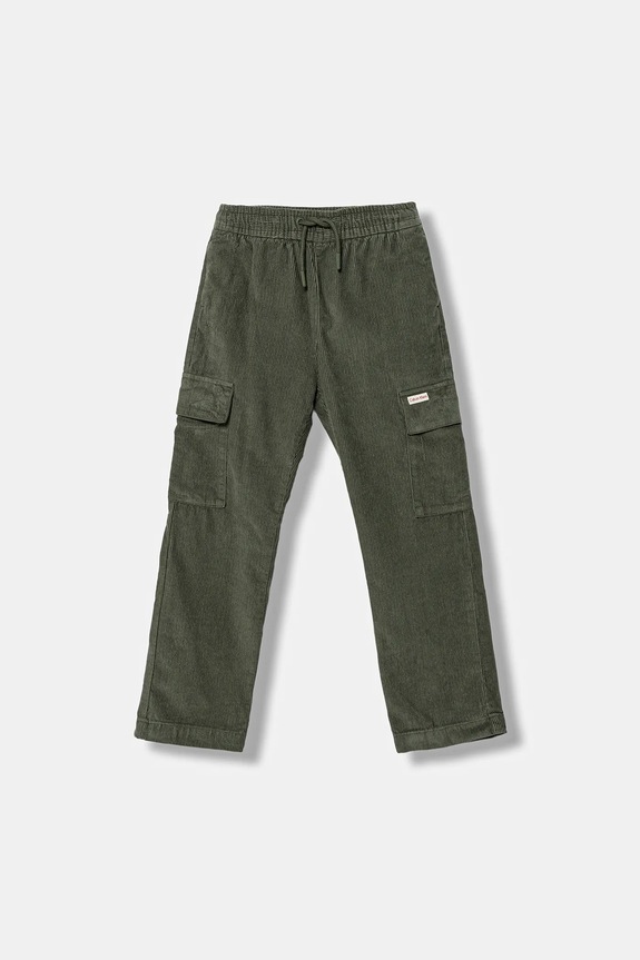 Detské menčestrové nohavice Calvin Klein Jeans bavlna zelená IB0IB02554.9BYA